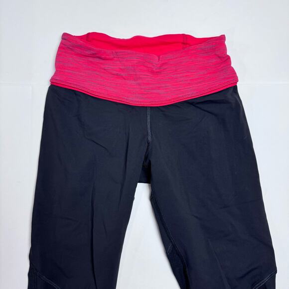 Lululemon Run For Your Life Crop Size 2 Running Leggings Deep Coal Space Red - Picture 4 of 14